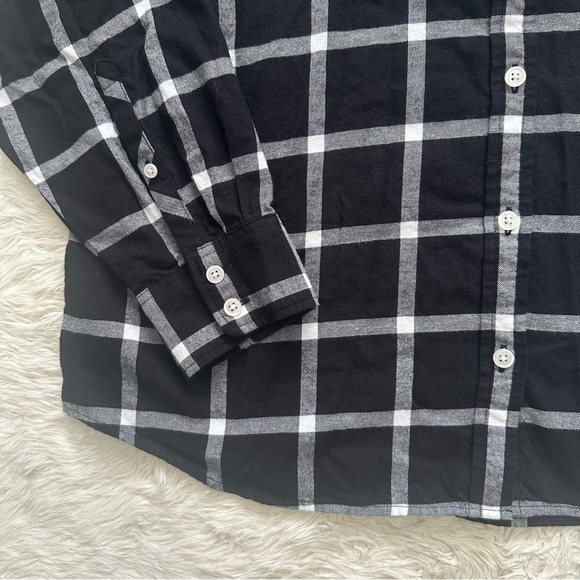 J. Crew Factory Top Flannel Shirt Button Down Long Sleeve Cotton Black White M - Picture 8 of 13